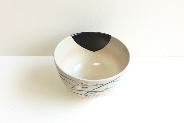 茶碗 月にすすき 平安赤雲作