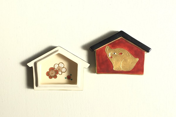 香合 亥 絵馬 久田宗也書付 真葛 宮川香斎作