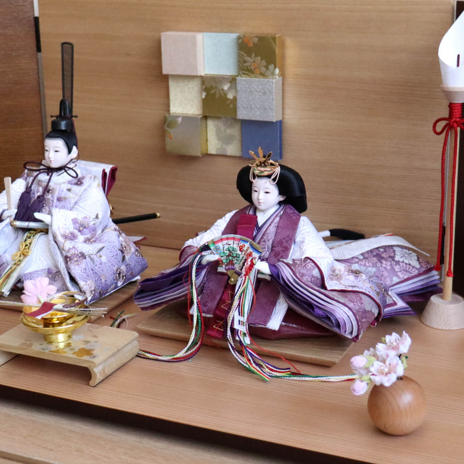雛人形 内閣総理大臣賞受賞作家 松宝作 25号 芥子 有職雲立涌 ぼかし染 桜刺繍 ここのえ 屏風 ナチュラル杉台 盃飾 本金蒔絵 ちりめん丸玉桜 増村人形店 10000938