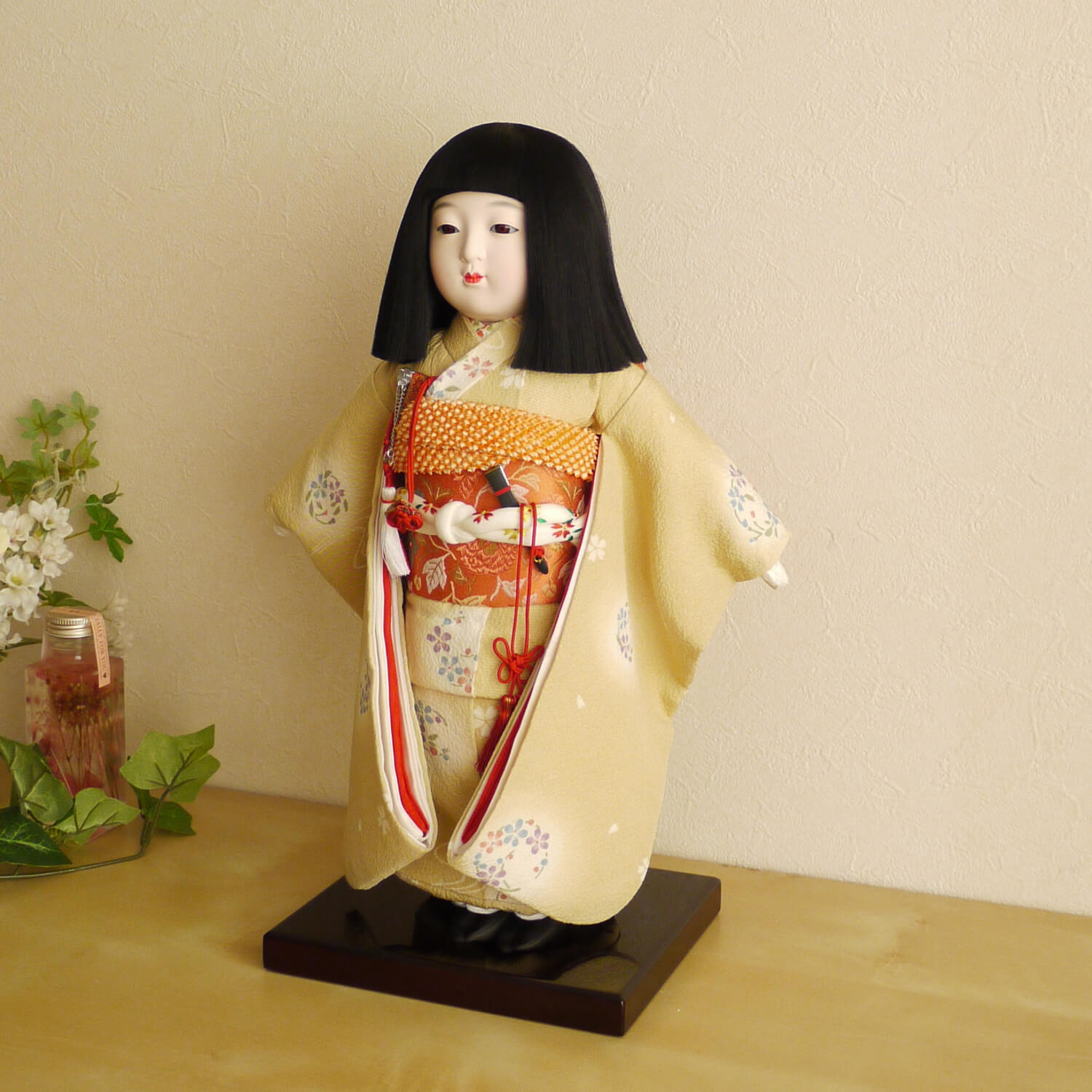 元賀章介作 10号(尺)正絹着尺 花の丸 クリーム色 増村人形店 10000556