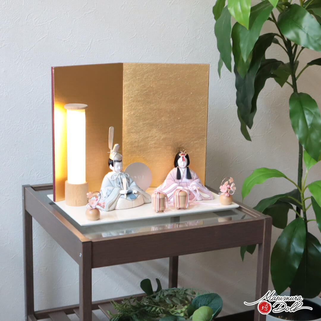 雛人形 コンパクト モダン おしゃれ インテリア ひな人形 おひなさま 一秀 刺繍 まりさくら 木目込 かわいい お雛様 雛 親王飾り 増村人形店 MMN0331