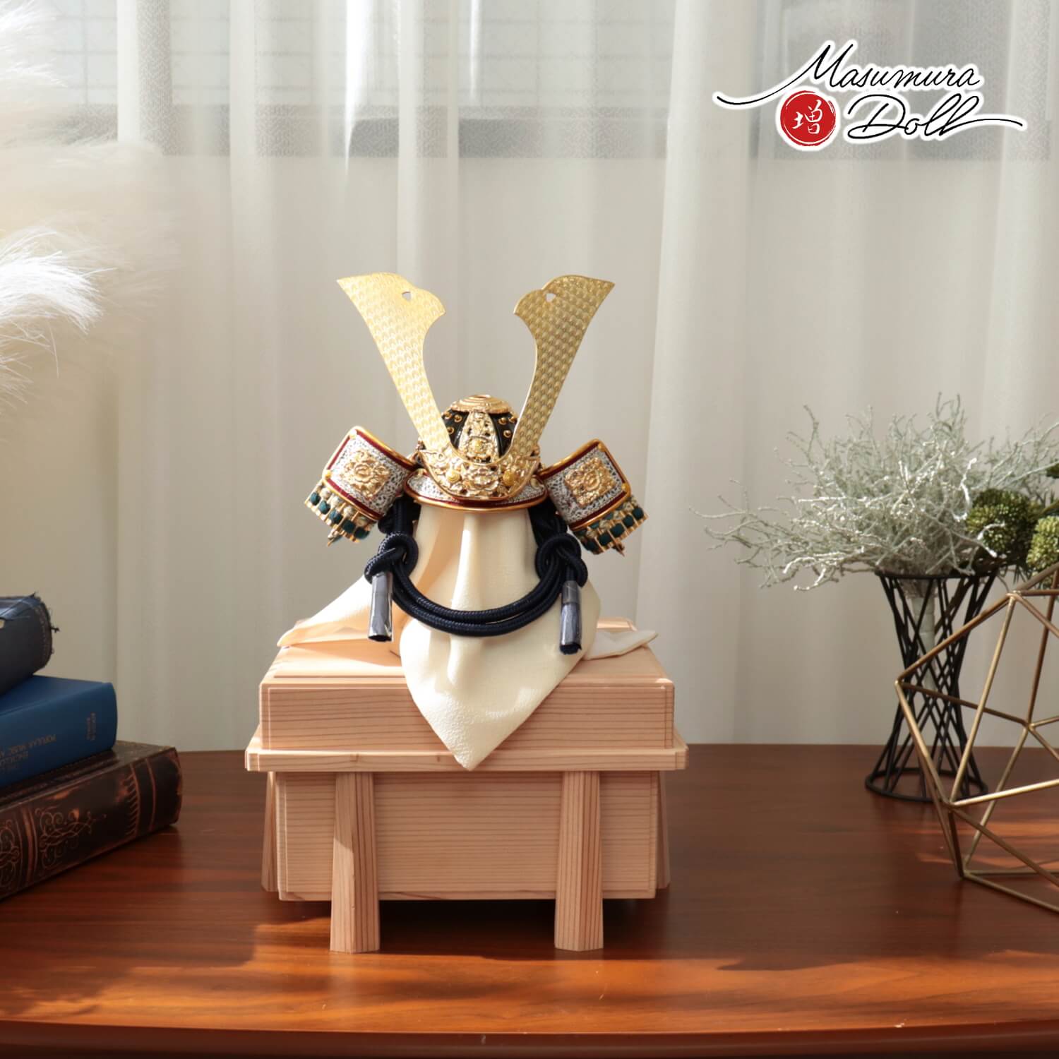 五月人形 伝統工芸士 誠山作 7号 紺糸 金小札 国産杉面取り唐櫃 増村人形店 10002066