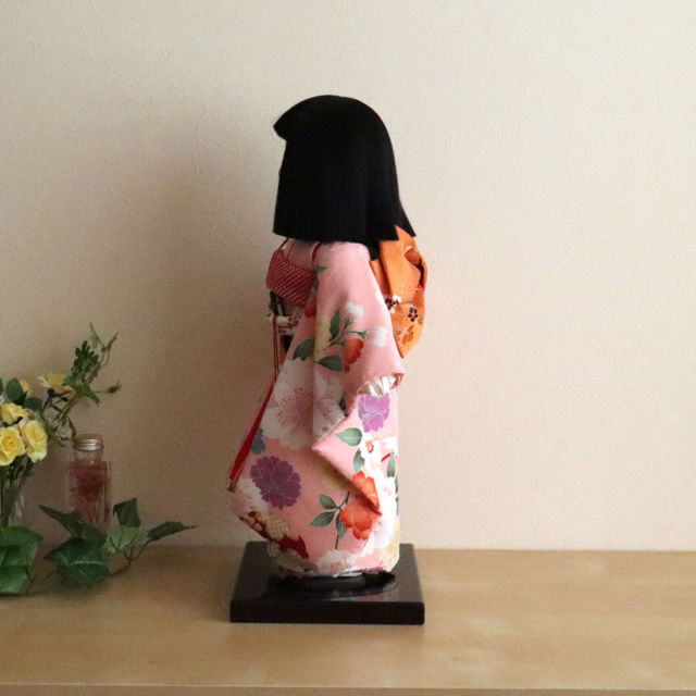 元賀章介作 12号(尺二)別染 着尺 桜 ピンク色 台 市松人形