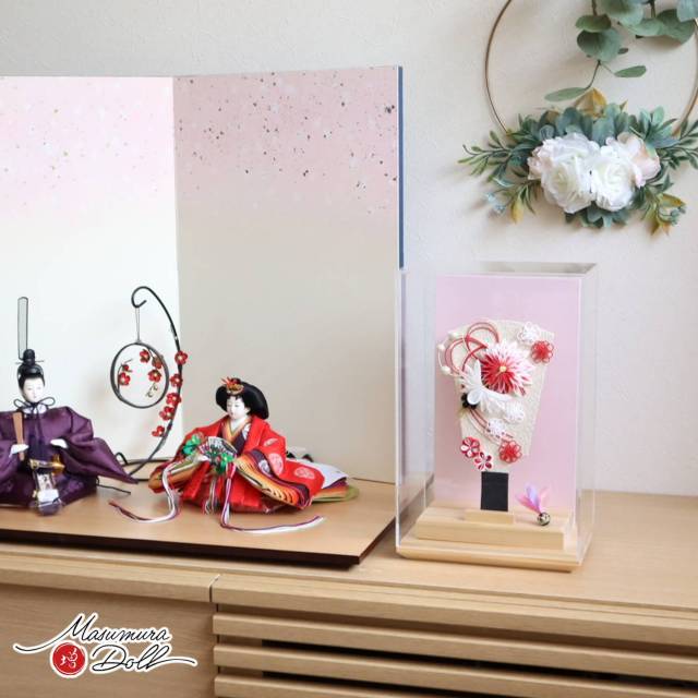 新作 羽子板 アクリルケース 6号正絹つまみ羽子板 紅白 縁起物 鶴 赤