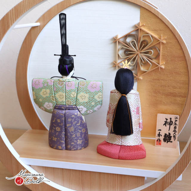 新作 木村一秀作 立雛 神雛 鞘型地に梅 共柄 パステル ピンク 月