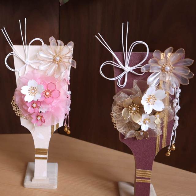 新作 クリアフラワー羽子板 選べる3種 (白/ピンク/ボルドー) 桜 水引