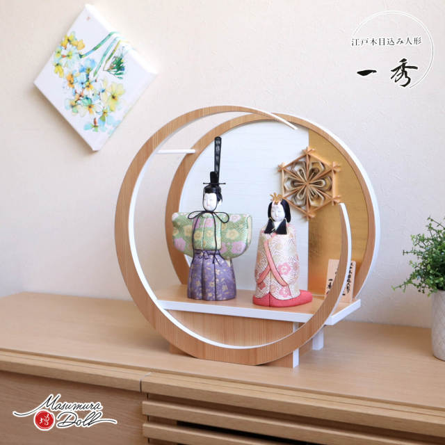 新作 木村一秀作 立雛 神雛 鞘型地に梅 共柄 パステル ピンク 月