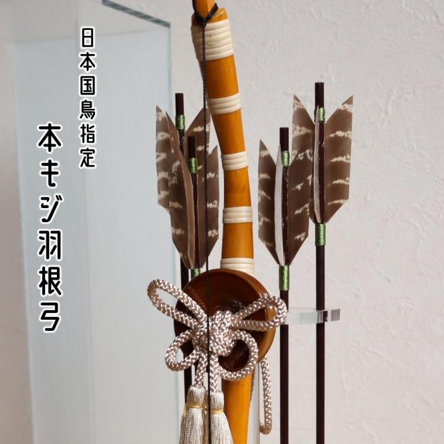 アンティーク美品・破魔矢・破魔弓、ケース付 前年度早期完売商品 9号 破魔弓 バック和紙張り アクリルケース飾り 竹