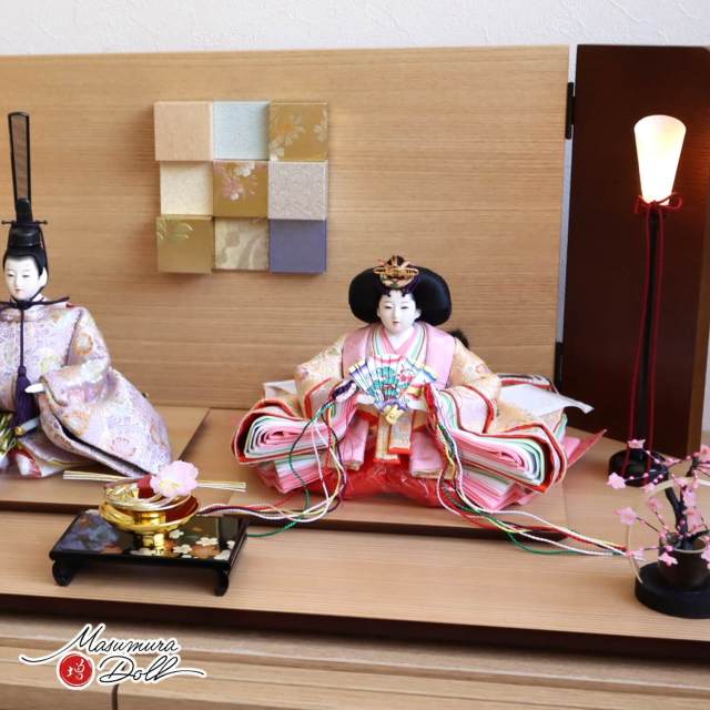 雛人形 新作 伝統工芸士・清水光雲作 25号 芥子 正絹西陣織 宝相華紋
