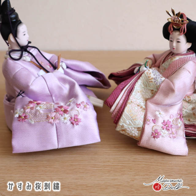 最新作 柴田家千代作 葵 絵巻雛 かすみ桜刺繍 桜唐草屏風 コードレス