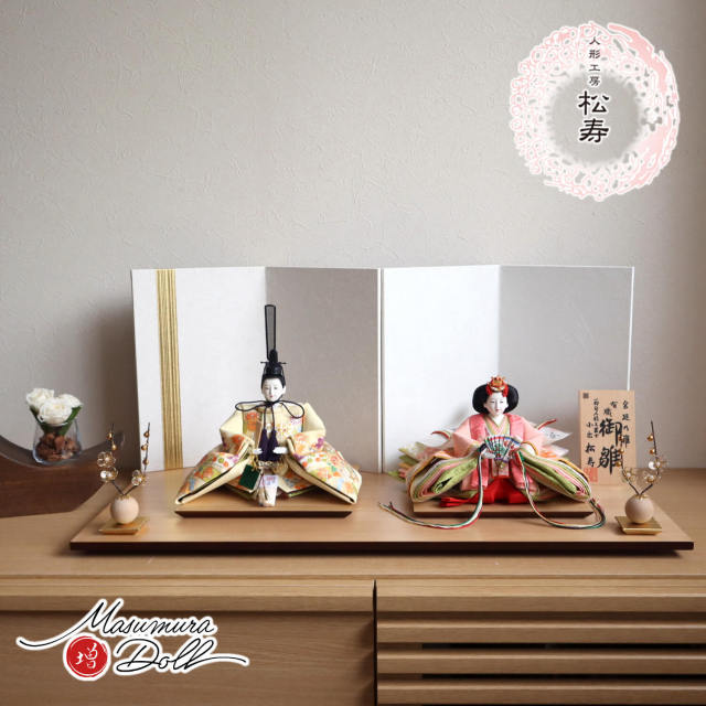 最新作 小出松寿作十一番 正絹 金彩「菊の花と熨斗目」 頭師：市川伯英