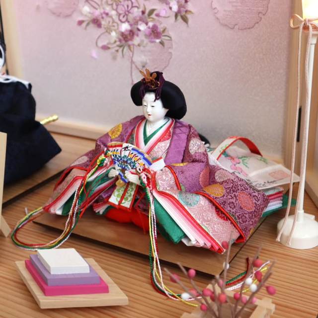 大橋弌峰作 京都 芥子 朱雀大路大極殿雛 正絹西陣 京頭：河原