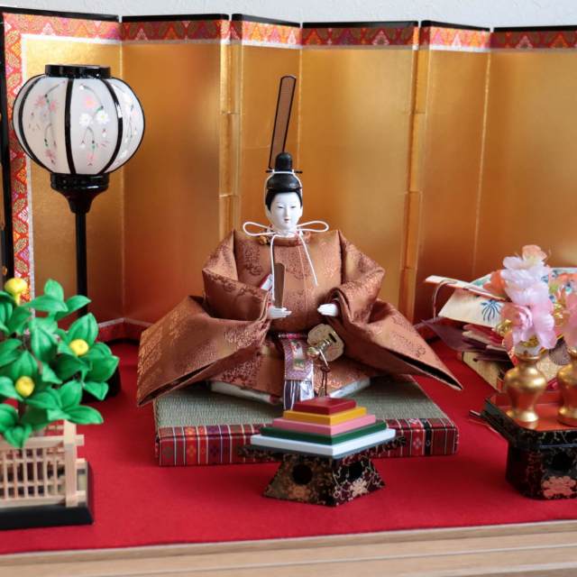 松翠A 20号　屏風　雛人形 雛人形 京都・大橋弌峰作 京十番正絹西陣織黄呂染 頭師：松翠作 有職