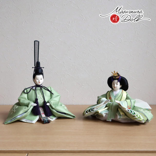 雛人形 伝統工芸士・清水光雲作 柳サイズ 若葉刺繍 正絹西陣織 済美箔