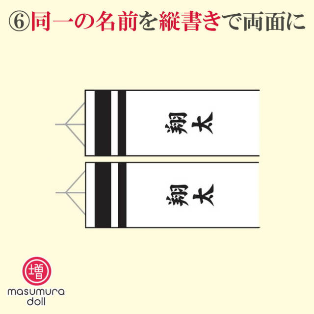 【こいのぼり・吹流しの名前、家紋入れ】同一の名前(縦書き)を両面に※吹流しの加工料金であり、吹流しと同時にこちらの商品を御購入下さい※徳永こいのぼり用 10002511