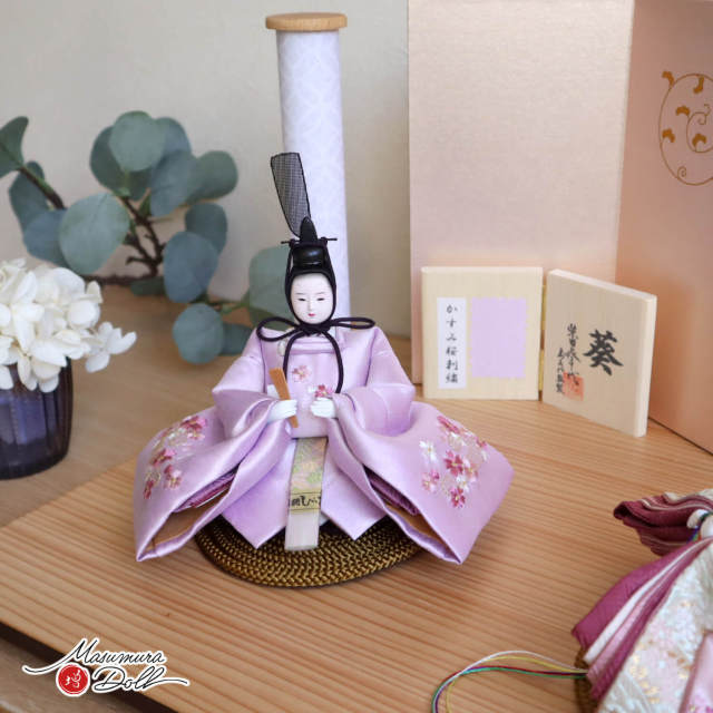 最新作 柴田家千代作 葵 絵巻雛 かすみ桜刺繍 桜唐草屏風