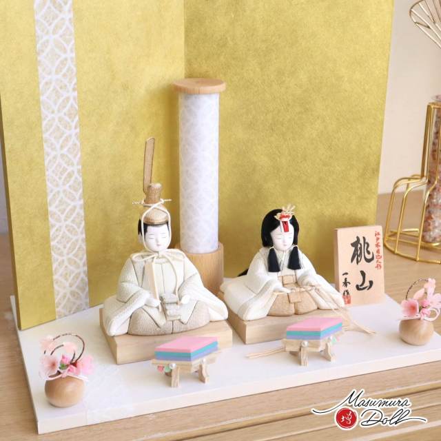 雛人形 コンパクト モダン おしゃれ インテリア ひな人形 おひなさま 一秀 木目込 桃山雛クリーム かわいい お雛様 雛 親王飾り 増村人形店 MMN3637