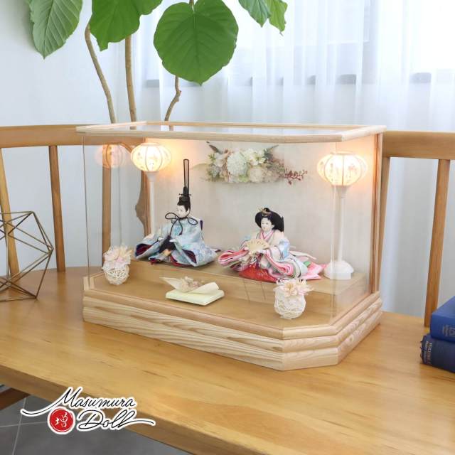 華峰作 芥子親王 淡水色桜尽くし 西陣織極上金襴 無地扇 白木枠六角