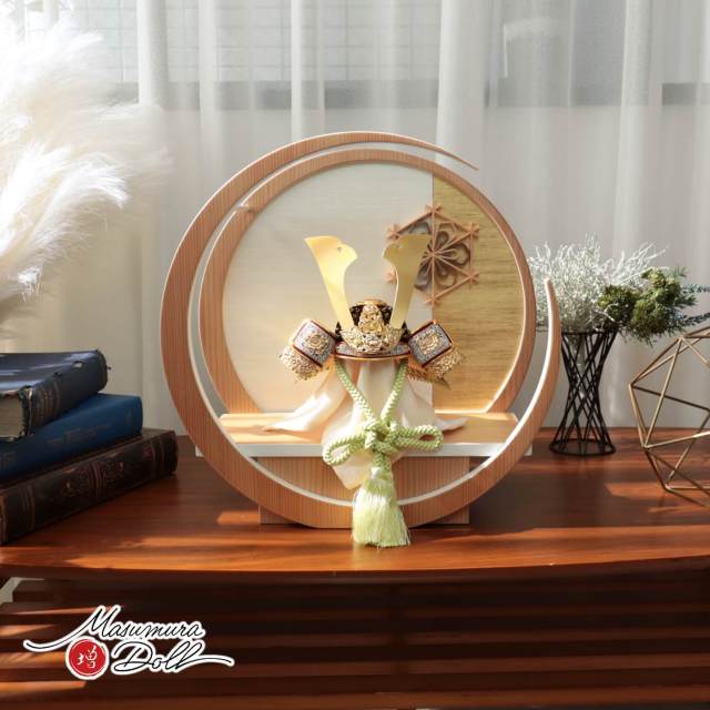 伝統工芸士 誠山作 7号 淡萌黄色 金小札兜 月 -tsuki- 大川組子(伝統的