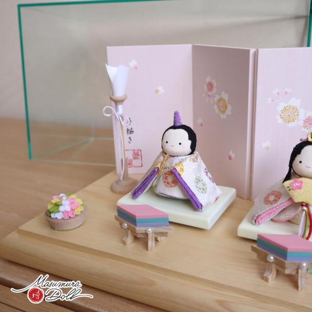 アクリルパノラマケース 白地色々丸 京都ちりめん細工増村別注ひな人形