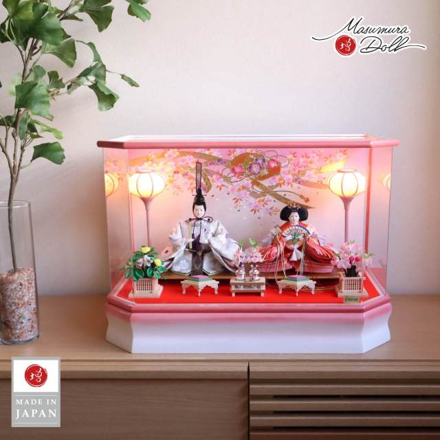 雛人形セット 桜装飾付き 特別セール商品】【日本製】親王 桜金襴衣装 ☆ 六角パノラマ