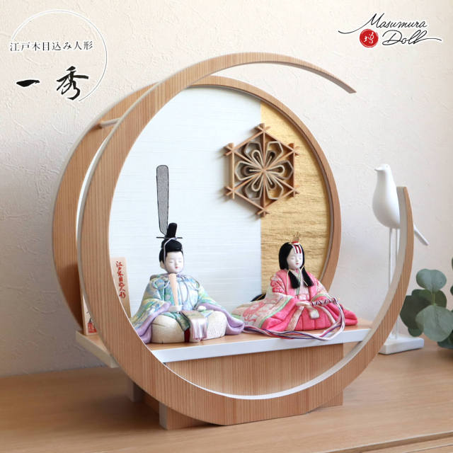 新作 木村一秀作 桃山雛 唐花 桜 共柄 月 -tsuki- 大川組子(伝統