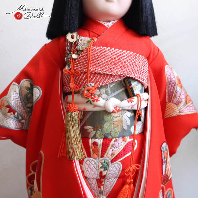 新作 元賀章介作 12号(尺二) 本帯スワトウ刺繍 正絹 手刺繍 羽根菊 赤