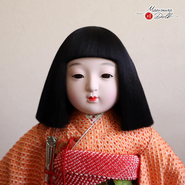 ★特別お盆価格★特級呪物⁉︎ 曰くなし？　日本人形 ピンクと青の衣装 元賀章介作 12号(尺二) 着尺 正絹 絞り染 朱色 ピンク 市松人形 越前塗