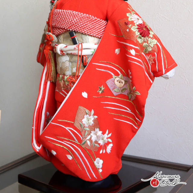 赤 鶴刺繍 市松人形着物12号夏若緑 000000000561_dZgQHGp.jpg