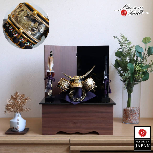 最新作 極上盛上げ 銅 彫金 金龍兜 伊達政宗 三日月 龍前立て 共