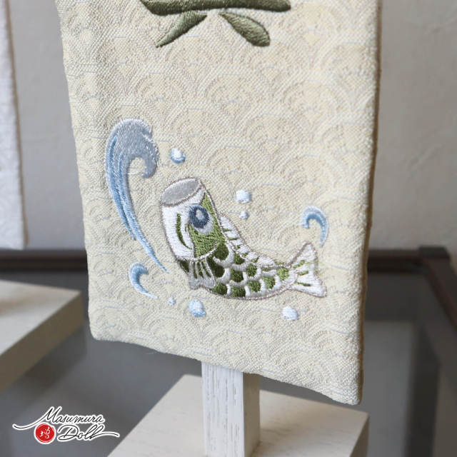 新作 ジャガード刺繍名前旗 ナチュラル 鯉のぼり (ミニ) 国産黒塗