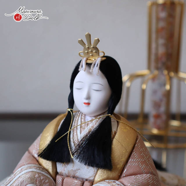 一秀　雛人形(木目込み人形) 雛人形 伝統工芸士 木村一秀作 甲州印伝 オリジナル 桃山雛 ラメ屏風