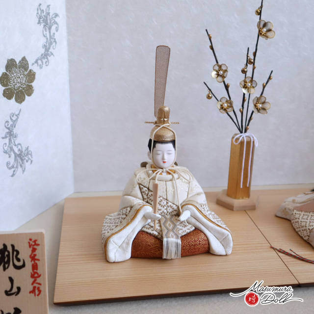 雛人形 伝統工芸士 木村一秀作 甲州印伝 オリジナル 桃山雛 ラメ屏風