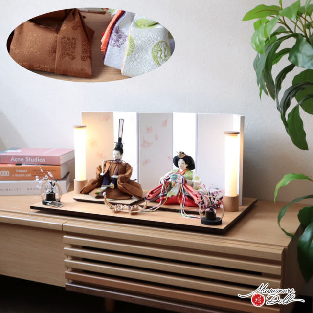 雛人形 コンパクト モダン おしゃれ インテリア ひな人形 おひなさま 清水光雲監修 春光 25号 芥子 黄櫨染 かわいい お雛様 雛 親王飾り 増村人形店 MMN3560