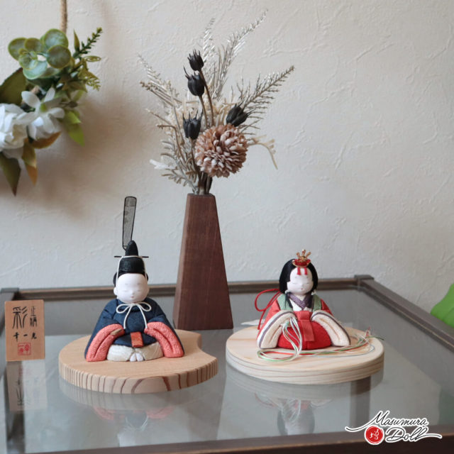 雛人形 コンパクト ★ モダン おしゃれ インテリア ひな人形 おひなさま 幸一光 彩-AYA  紺赤 かわいい お雛様 雛 親王飾り 増村人形店 MMN3594