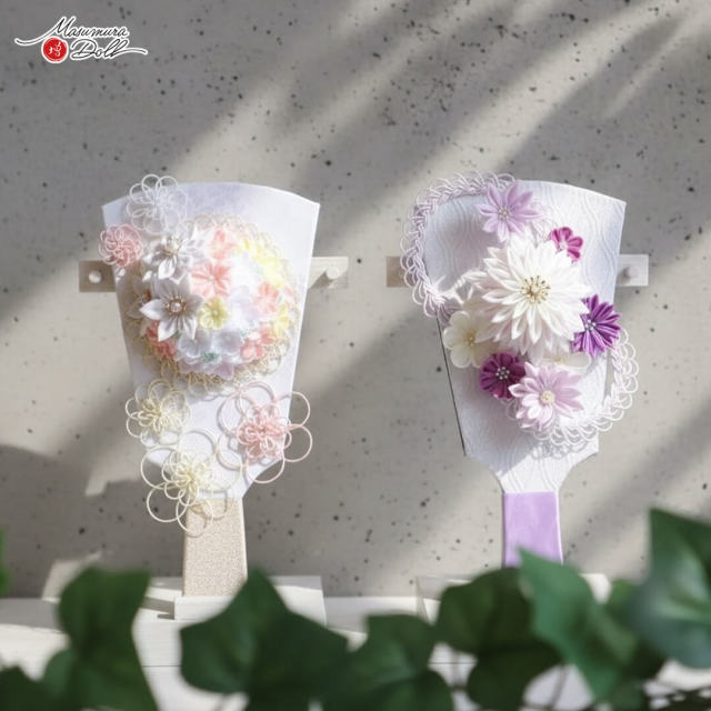 羽子板 おしゃれ かわいい インテリア 今どき 正月 女の子 上品   選べる 2種類 6号つまみ羽子板 パープル、ブーケ 増村人形店 MMN0302