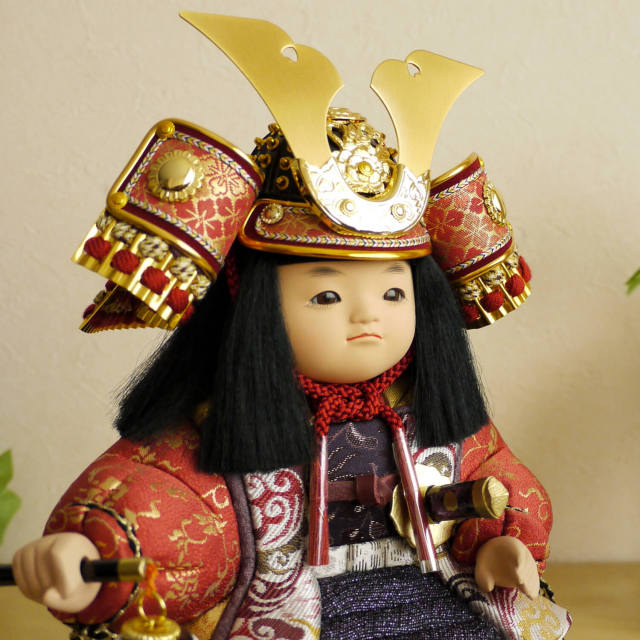 柿沼東光作 子供鎧着大将 若大将「誉」 赤糸 西陣織衣裳 五月人形 5月