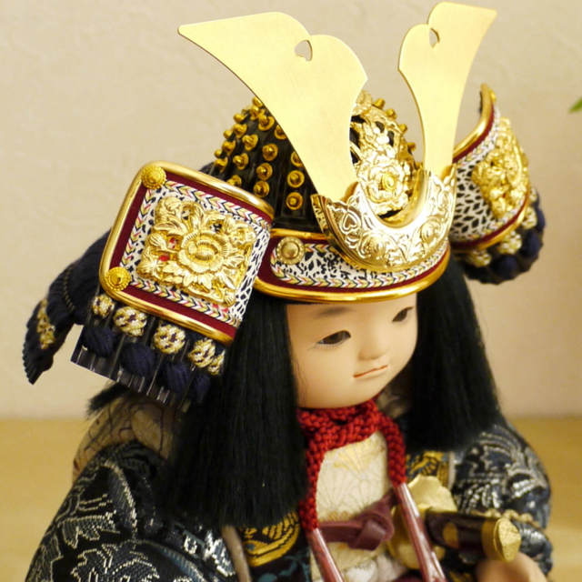 五月人形 柿沼東光作 子供鎧着大将 若大将「誉」群青色 西陣織衣裳 5月