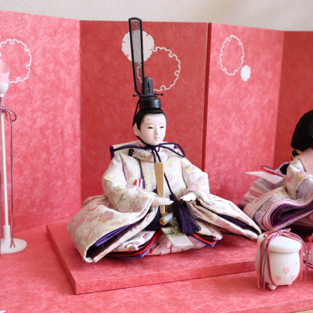 最新作 華峰作 芥子 西陣織 唐花クリーム 雪輪牡丹 盛上手描きセット