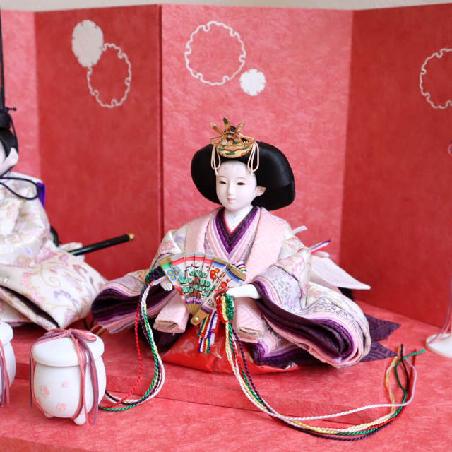 最新作 華峰作 芥子 西陣織 唐花クリーム 雪輪牡丹 盛上手描きセット