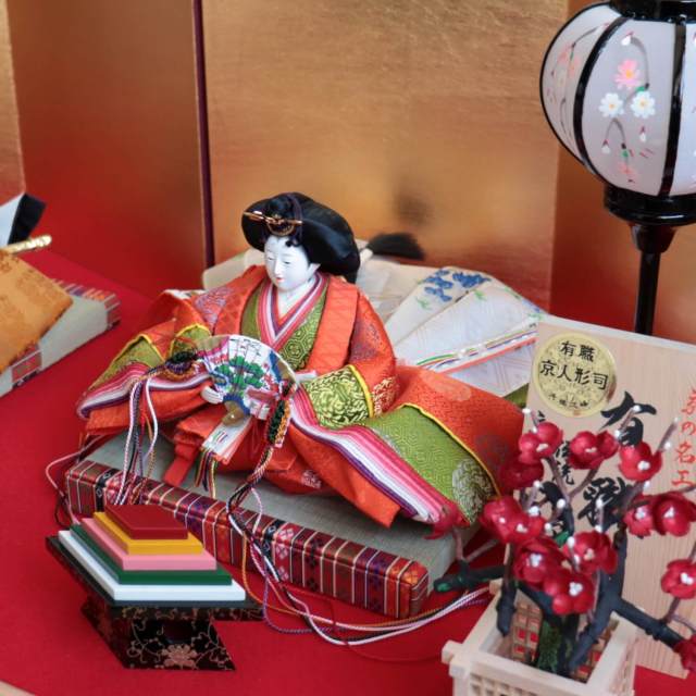 雛人形 京都・大橋弌峰作 京十番正絹西陣織黄呂染 京頭：河原春水作