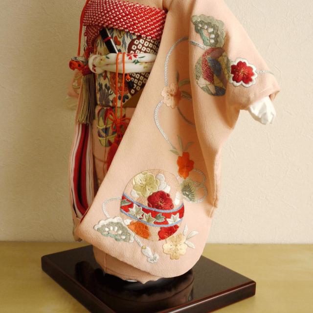 手鞠　人形　お店展示品 数量限定 ）手の平サイズひな人形 『碧の夢手鞠』 人形作り40年 “平安