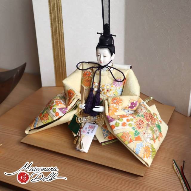 雛人形 最新作 小出松寿作十一番 正絹 金彩「菊の花と熨斗目」 頭師