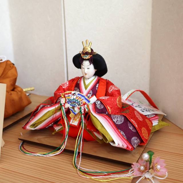 大橋弌峰作 京都 芥子 正絹西陣織黄櫨染 朱雀大路大極殿雛 天皇