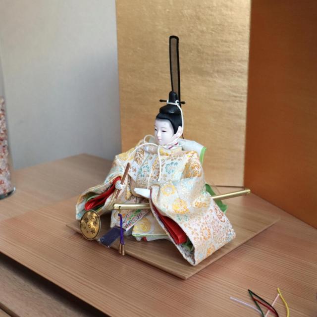 小西清甫作 京十一番正絹西陣織 淡黄 済美箔二曲一双 ナチュラル