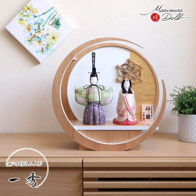 新作 木村一秀作 立雛 神雛 鞘型地に梅 共柄 パステル ピンク 月