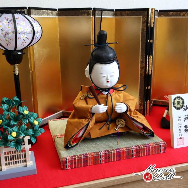 雛人形 増村人形店監修 三代目 味岡映水 作 桐塑頭師 黄櫨染 正絹
