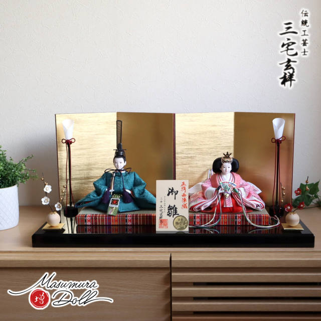 京都・二世 三宅玄祥作 11番 正絹西陣織 瑠璃色 桐竹鳳凰 済美箔