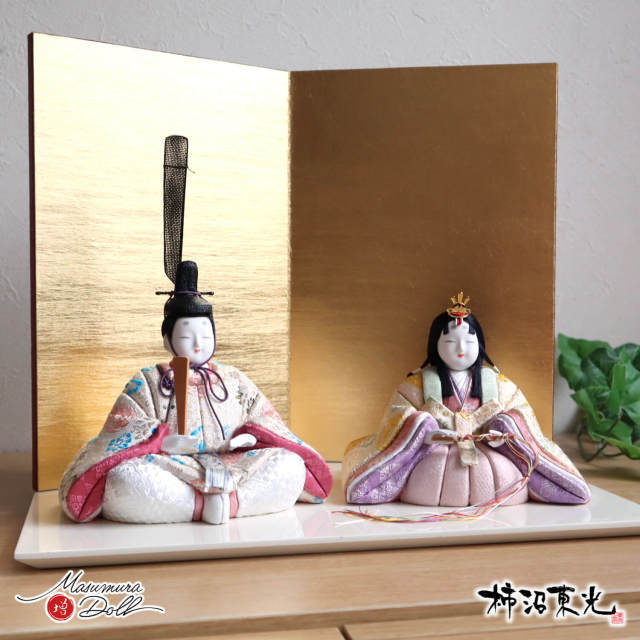 柿沼東光 作 江戸木目込人形 千歳雛　雛人形セット　正絹 西陣織 親王飾 美品 雛人形 木目込人形 親王飾り 貴雛PARIS【宝想雛】柿沼東光