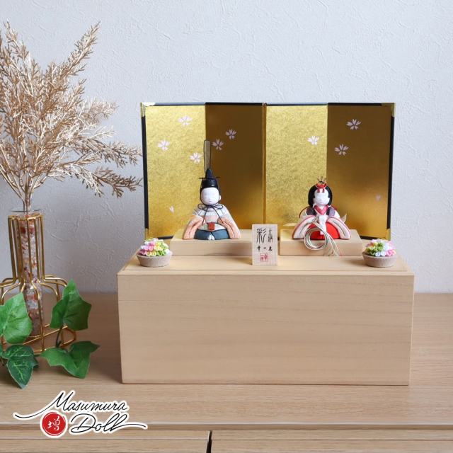 雛人形 幸一光作 彩-AYA- 誉勘商店謹製 極上正絹西陣織市松(大) 金屏風